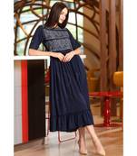 Navy Blue Pleated Yoke Tunic