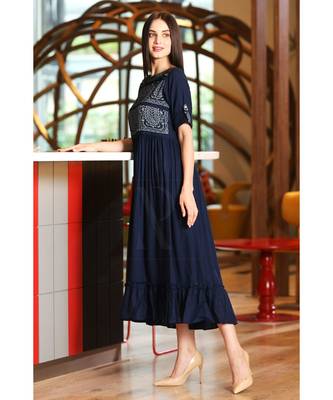 Navy Blue Pleated Yoke Tunic 2