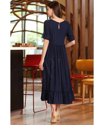 Navy Blue Pleated Yoke Tunic 3