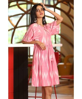 Pink Ikkat Designed Dress 2