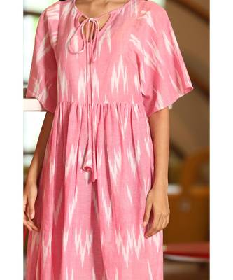 Pink Ikkat Designed Dress 4
