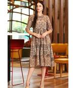 Beige Tunic With Brown Mughal Architecture Prints