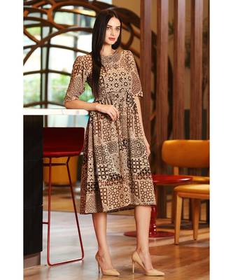 Beige Tunic With Brown Mughal Architecture Prints 2