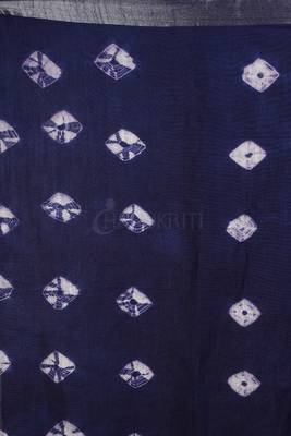 Orange And Violet Tie & Dye Bandhani Printed Linen Saree With Silver Border 4