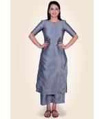 grey plain silk kurta-sets