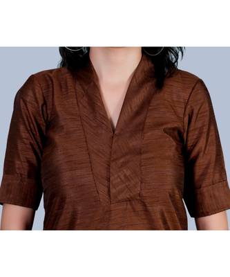 Choclate Brown Silk Kurti with Skirt 5