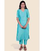 sea-green plain silk kurta-sets