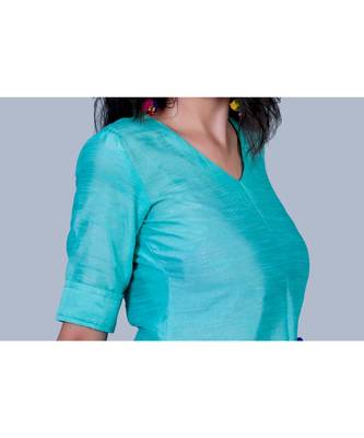sea-green plain silk kurta-sets 5