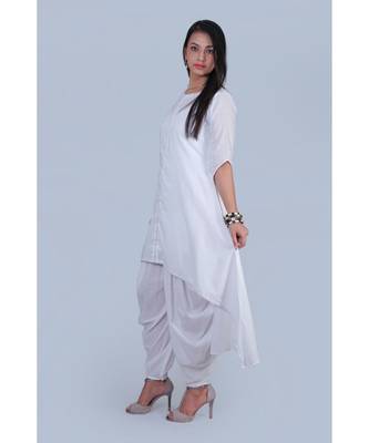white plain cotton kurta-sets 2