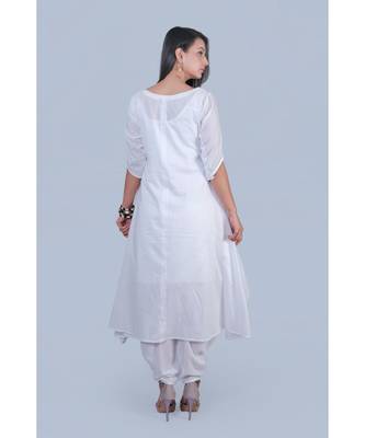 white plain cotton kurta-sets 4