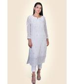 Chikankari Mukesh Ring Work White Kurti