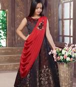 brown embroidered Polyester stitched kids girl gowns