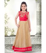 rani pink embroidered Net stitched kids girl gowns