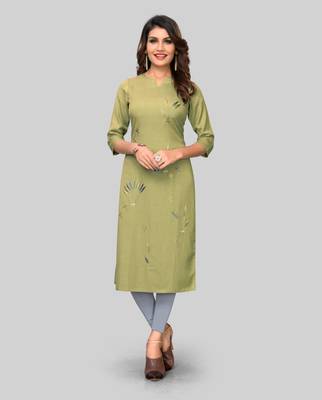 Light-green embroidered rayon ethnic-kurtis 1