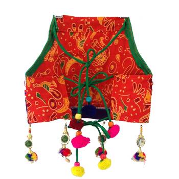 Orange embroidered multicoloured  cotton stitched lehenga 4