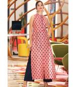 Halter Neck Pink Kurta With Palazzo