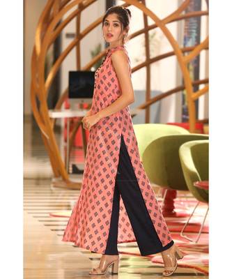 Halter Neck Pink Kurta With Palazzo 2
