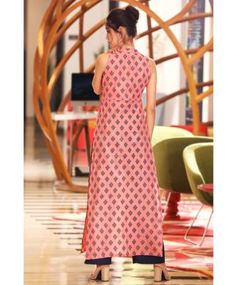 Halter Neck Pink Kurta With Palazzo 3