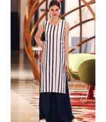 White & Blue Striped Kurta With Palazzo