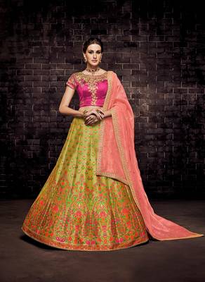 Yellow Embroidery Brocade Lehenga 1