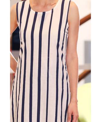 White & Blue Striped Kurta With Palazzo 4