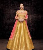 Yellow Embroidery Brocade Lehenga
