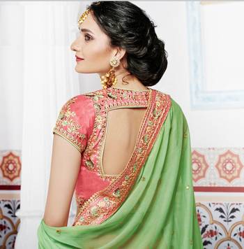 Peach Embroidery Silk Blend Lehenga 4