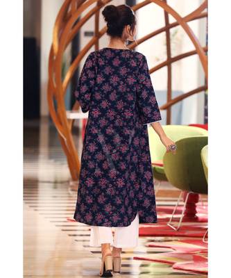 Navy Blossom Jacket With Kurta & Palazzo Set 3
