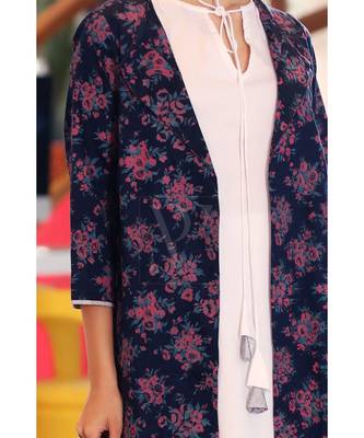 Navy Blossom Jacket With Kurta & Palazzo Set 4