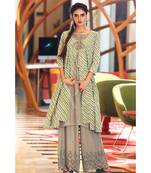 Green Leheriya Jacket With Kurta & Palazzo Set
