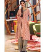 Orange Leheriya Jacket With Kurta & Palazzo Set