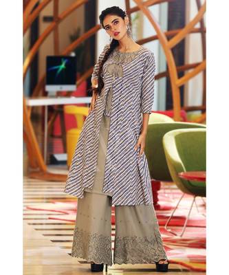 Leheriya Jacket With Kurta & Palazzo Set 1