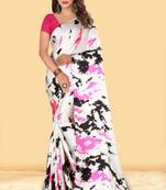 Multicolor printed crepe saree with blouse