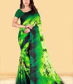Multicolor printed crepe saree with blouse
