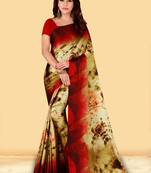 Multicolor printed crepe saree with blouse