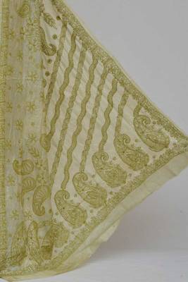 Green Color Tussar Silk Lucknowi Chikankari saree with blouse 2