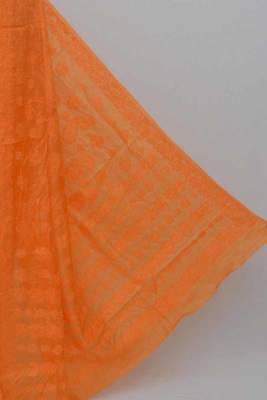 Orange Color Tussar Silk Lucknowi Chikankari saree with blouse 2