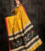 Mellow Yellow Blended Cotton Saree With Woven Design In Pallu