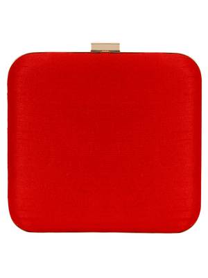 Red Vista Zari Embroidered & Embelished Square Clutch Bag 3