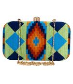 Green & Multicolour Hyperbole Embroidered Clutch