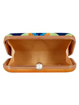 Green & Multicolour Hyperbole Embroidered Clutch 5