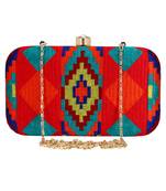 Hyperbole Embroidered Clutch Red & Multicolour