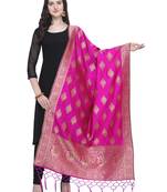Pink Poly Silk Banarasi Womens Dupatta