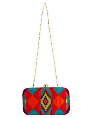 Hyperbole Embroidered Clutch Red & Multicolour 4
