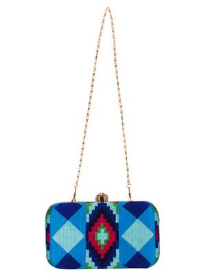 Hyperbole Embroidered Clutch Blue & Multicolour 4