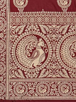 Maroon Poly Silk Banarasi Womens Dupatta 4