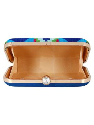 Hyperbole Embroidered Clutch Blue & Multicolour 5