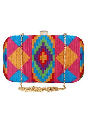 Hyperbole Embroidered Clutch Pink & Multicolour 1