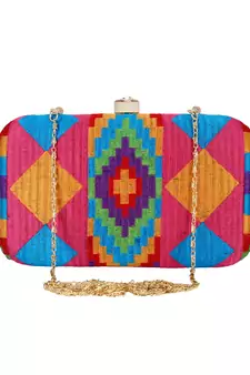 Hyperbole Embroidered Clutch Pink & Multicolour