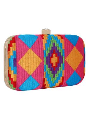 Hyperbole Embroidered Clutch Pink & Multicolour 2